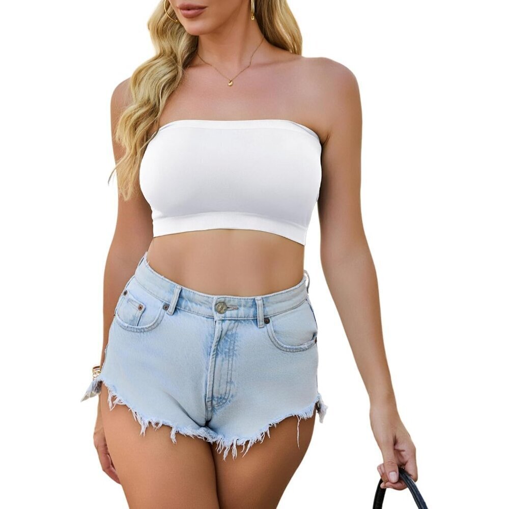 4 Pack Women Tube Tops Strapless Crop Casual Swimwear Basic Summer - Picture 7 of 7